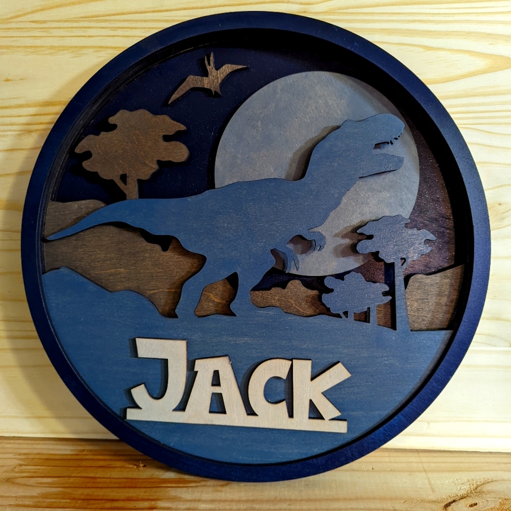 Personalized Children's Dinosaur Sign Night Themed